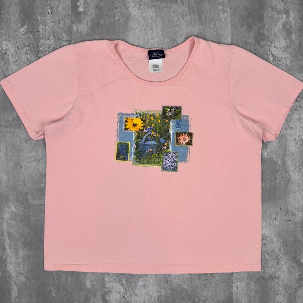 Vintage Sonoma Sunflower T-Shirt Womens‎ Large Pink Gardening Outdoors Wildlife